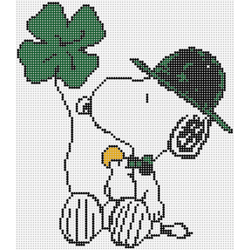 PEANUTS ST. PATRICKS DAY - SNOOPY WITH SHAMROCK 5.3" x 5.8" 18 Mesh Officially Needlepoint PNTS-STPAT01