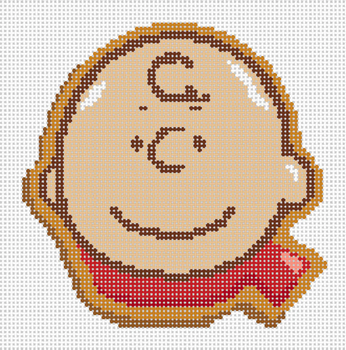 PEANUTS - GINGERBREAD COOKIE CHARLIE BROWN 4" x 4" 18 Mesh Officially Needlepoint PNTS-GING07