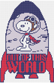 PEANUTS EVERYDAY - SNOOPY IN ROCKET 3" x 6"18 Mesh Officially Needlepoint PNTS-SNROCKET