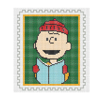 PEANUTS - STAMP CAROLER - CHARLIE BROWN 18 Mesh Officially Needlepoint