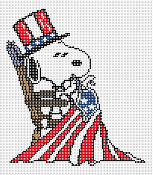 PEANUTS PATRIOTIC - SNOOPY SEWING FLAG 7” x 7.75” 13 MESH Officially Needlepoint