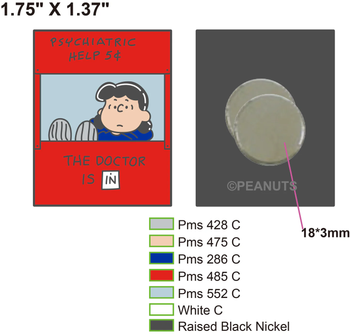 PEANUTS "DR. IS IN" 1.75" X 1.37" NEEDLEMINDER © Peanuts OFFICIALLY NEEDLEPOINT PNTS-MINDER-SNPATRIOT