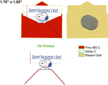 PEANUTS VALENTINE LETTER NEEDLEMINDER 1.75 x 1.55  NEEDLEMINDER © Peanuts OFFICIALLY NEEDLEPOINT