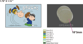 PEANUTS - AARGH ENAMEL NEEDLEMINDER 1.75" X 1.13" NEEDLEMINDER © Peanuts OFFICIALLY NEEDLEPOINT PNTS-MINDER-AARGH