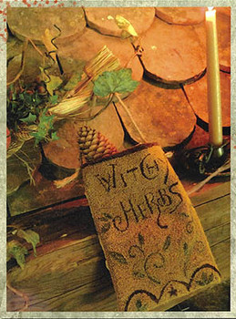 Witchy Herbs Pouch Punchneedle by Primitive Hare 26-2167