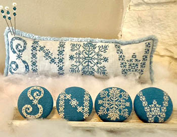 Snow Buttons & Pillow 153w x 43h by Running With Needles & Scissor 26-1151