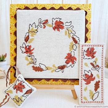 Fall Wreath (set of 3) Artmishka Counted Cross Stitch Pattern