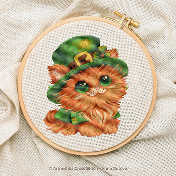 Leprechaun Cat Red Artmishka Counted Cross Stitch Pattern