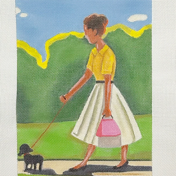 Pink Purse and Dog in the Park - BW475LLDesign Size 8" x11" on 13 Mesh Laura Loe