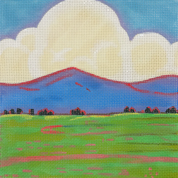 Mountain and Blue Skies - BW465LL Design Size 8" Square on 13 Mesh Laura Loe