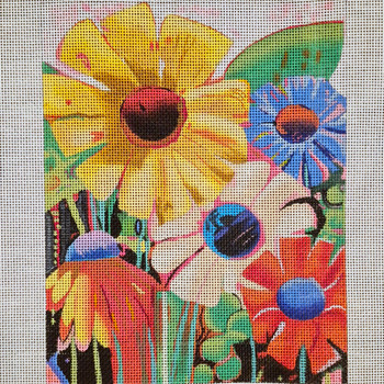 Spring Flowers - BW481LL Design Size 8" x 10" Square on 13 Mesh Laura Loe