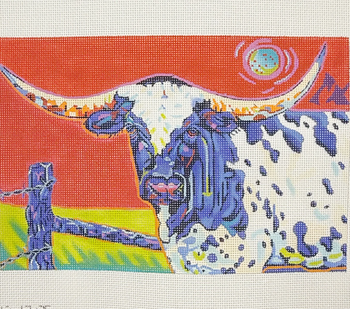 Long Horn Lizzie - BW342SE-13 Design Size 12" x 8" on 13 Mesh Sally C Evans