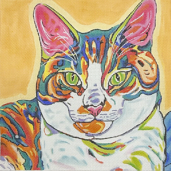 Charlie - BW425SE Cat Design Size 10" Square on 13 Mesh Sally C Evans