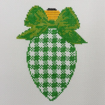 Bow Bulb Green Gingham - BW2277NBL Size 3 1/2" x 5" on 18 Mesh  Needlepoint by Laura