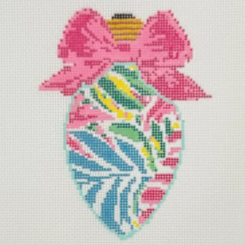 Bow Bulb Leaf - BW2169NBL Size 3 1/2" x 5" on 18 Mesh  Needlepoint by Laura