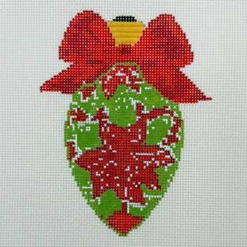Bow Bulb Poinsettia - BW2280NBL Size 3 1/2" x 5" on 18 Mesh  Needlepoint by Laura