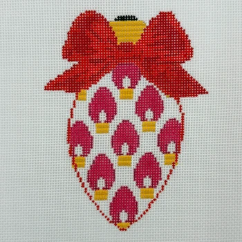 Bow Bulb Red Bulbs - BW2269NBL Size 3 1/2" x 5" on 18 Mesh  Needlepoint by Laura