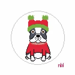 Bulldog George - BW2033NBL 4" Round on 18 Mesh Needlepoint by Laura