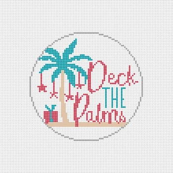 Deck the Palms - BW2108NBL 4" Round on 18 Mesh Needlepoint by Laura