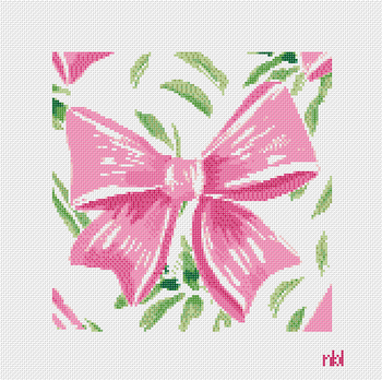Bow Canvas - BW2195NBL Design Size 8 1/2" Square on 13 Mesh Needlepoint by Laura