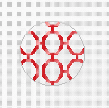 Chinoiserie Red 1 - BW2104NBL Design Size 4" Round on 18 Mesh Needlepoint by Laura