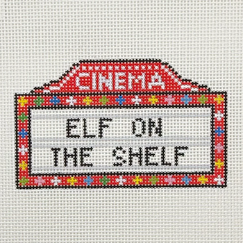 Marquee Elf on the Shelf - BW2305NBL 5" x 3" on 13 Mesh Needlepoint by Laura