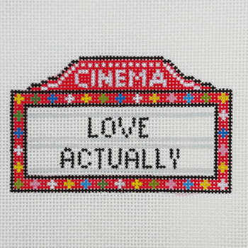 Marquee Love Actually - BW2199NBL Size 5" x 3" on 13 Mesh Needlepoint by Laura
