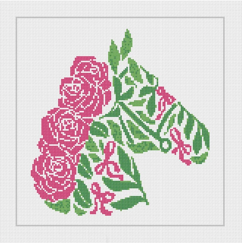 Run for the Roses in Pink - BW2143NBL Design Size 12" Square on 13 Mesh  Needlepoint by Laura