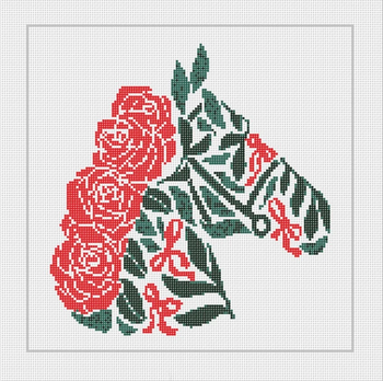 Run for the Roses in Red - BW2339NBL Design Size 8" Square on 13 Mesh Needlepoint by Laura