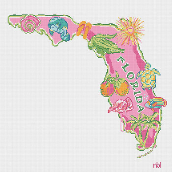 State of Florida - BW2000NBL-13 Design Size 17" x 17" on 13 Mesh Needlepoint by Laura