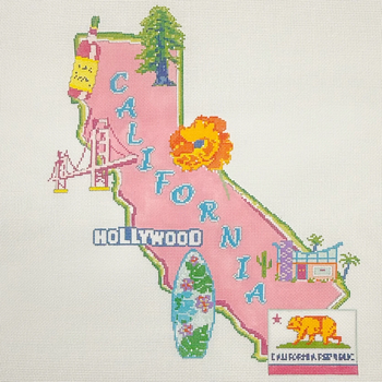 State of California - BW2300NBL Design Size 10 1/4" x 12 1/4" on 18 Mesh  Needlepoint by Laura