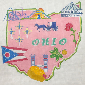 State of Ohio - BW2302NBL-13 Design Size 14" x 14" on 13 Mesh Needlepoint by Laura