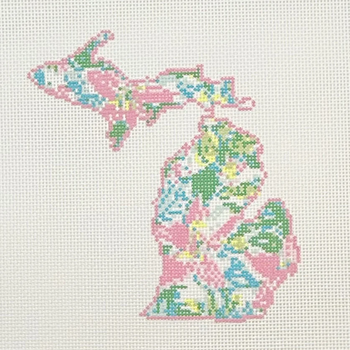 State Palm Michigan Design Size 5" x 5" on 18 Mesh Needlepoint by Laura