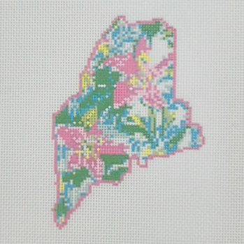 State Palm Maine - BW2314NBL-13 Design Size 4 1/2" x 6 1/4" on 13 Mesh Needlepoint by Laura