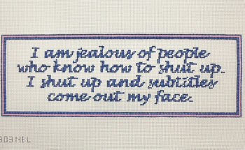 Subtitles Face - BW2303NBL Design Size 12" x 6" on 13 Mesh Needlepoint by Laura