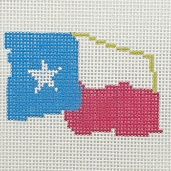 Texas Flag - BW2257NBL Design Size 3 1/2" x 2 1/4" on 13 Mesh  Needlepoint by Laura