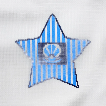 Star with Pearl Shell Ornament - BW15EW Size 4" x 4" on 18 Mesh Emma Walls