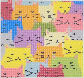 Cats & More Cats - BW217OKS 1414 Design Size 7" Square on 18 Mesh OKS Designs