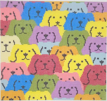 Dogs & More Dogs - BW224OKS Design Size 7" Square on 13 Mesh OKS Designs