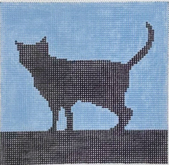 OKS C1B - Look at Me in Blue cat Design Size 4 1/2" Square on 18 Mesh  OKS Designs!