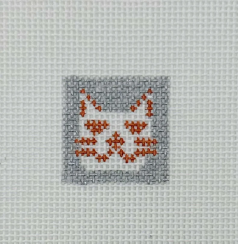 Orange Kitty 1 Inch Square - BW551OKS on 18 Mesh  OKS Designs!