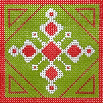 Snowflake Red - BW452OKS 4" Square on 13 Mesh OKS Designs!