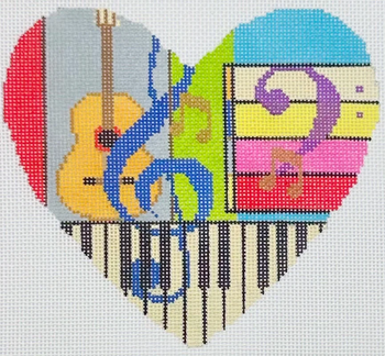 Musical Heart Guitar Canvas - BW2341OKS Size 5 1/2" x 5" on 18 Mesh OKS Designs!