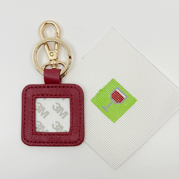 Leather Key Fob - Cranberry with Gold Hardware by tilli tomas for Blue Waters Needlepoint