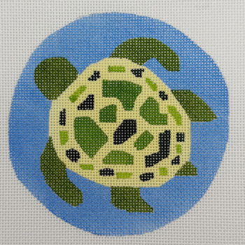 Turtle Ornament - BW231BH 4" Square on 18 Mesh Blue Waters Needlepoint