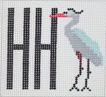 DC 12A - Hilton Head Heron Coaster 4" Square on 18 Mesh Blue Waters Needlepoint
