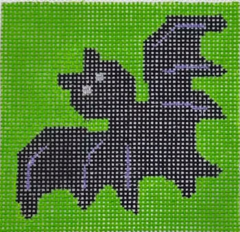 Coaster Bat - DC 13A  4" Square on 18 Mesh Blue Waters Needlepoint