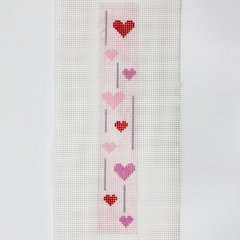 Bar Cart Hanger Hearts - B21 Design Size 1 1/2  " x 10" on 13 Mesh Blue Waters Needlepoint