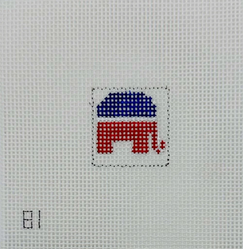Elephant 1 Inch Square - BW574 18 Mesh Blue Waters Needlepoint