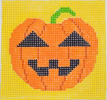 Coaster Pumpkin - BW146 Design Size 4" Square on 13 Mesh Blue Waters Needlepoint